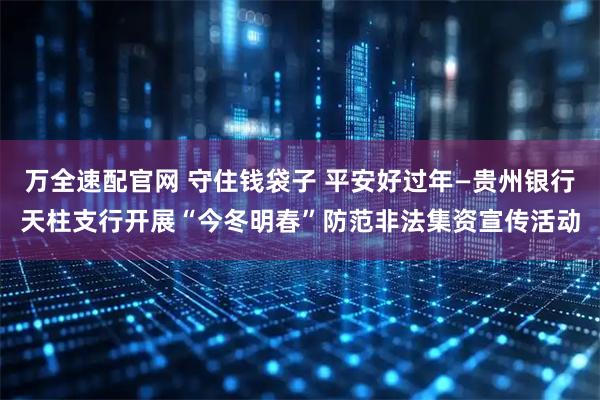 万全速配官网 守住钱袋子 平安好过年—贵州银行天柱支行开展“今冬明春”防范非法集资宣传活动